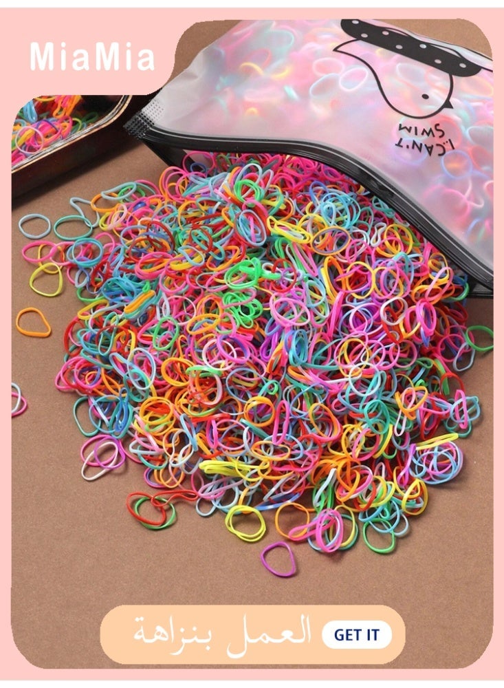 Miamia 1000pcs/Pack Cute High Elastic Hair Ties For Women, One-Time Use Rubber Bands Hair Scrunchies, Colorful Hair Accessories, Hair Bobbles  ,Hair Rope Ponytail Head Accessories Elastic Band  High Elasticity No-Slip Hair Rings for Women, Girls, Kids (Small-sized mixed colors) - Image 1
