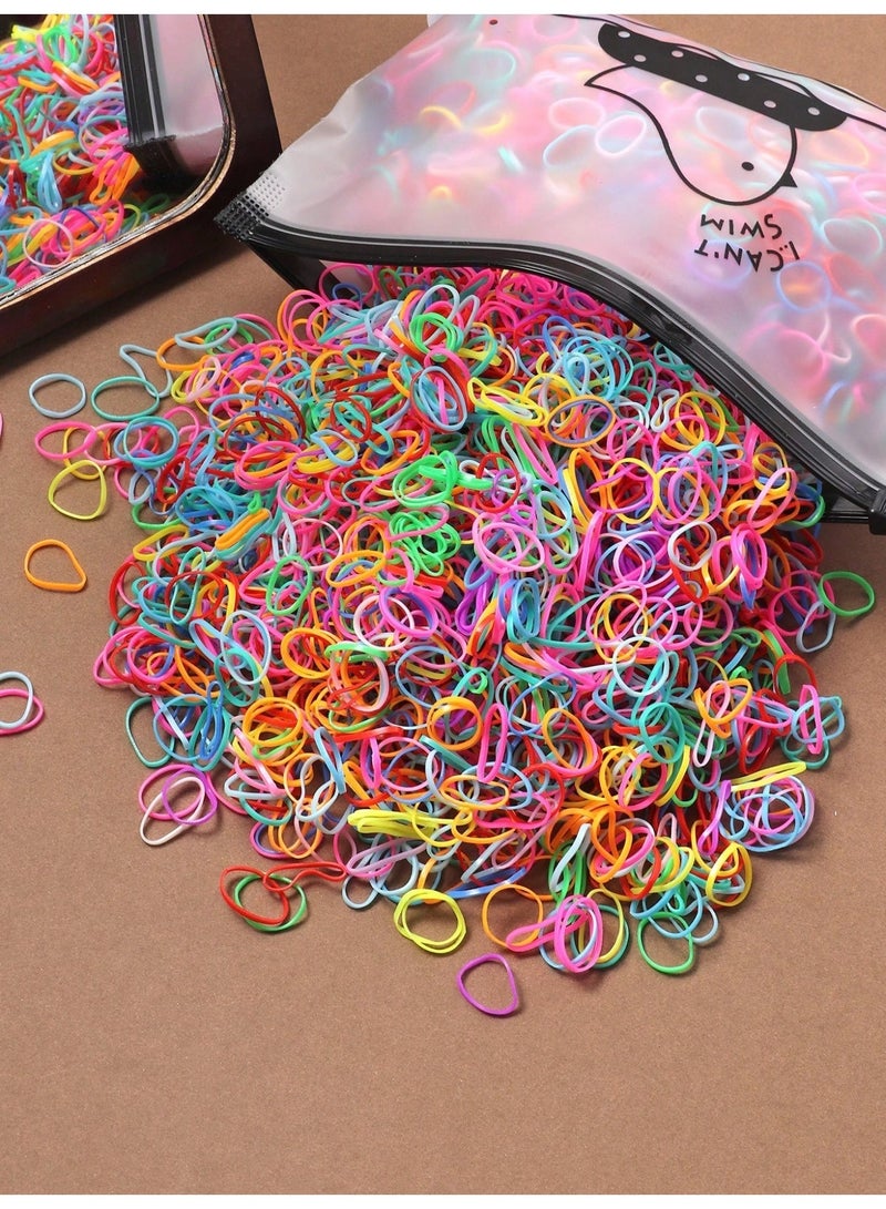 Miamia 1000pcs/Pack Cute High Elastic Hair Ties For Women, One-Time Use Rubber Bands Hair Scrunchies, Colorful Hair Accessories, Hair Bobbles  ,Hair Rope Ponytail Head Accessories Elastic Band  High Elasticity No-Slip Hair Rings for Women, Girls, Kids (Small-sized mixed colors) - Image 2