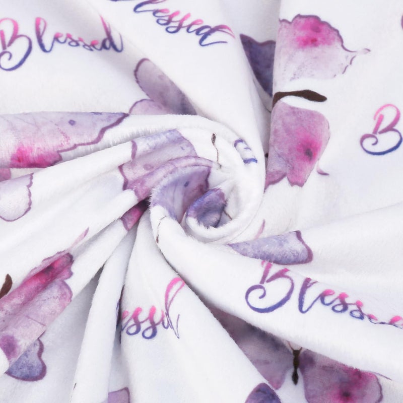 BORITAR Baby Blanket for Girls Soft Plush Minky Fabric Double Layer Dotted Backing with Elegant Purple Butterfly Printed Blessed Blanket Gift for Toddler Newborn Infant 30 x 40 Inch75x100cm - Image 4