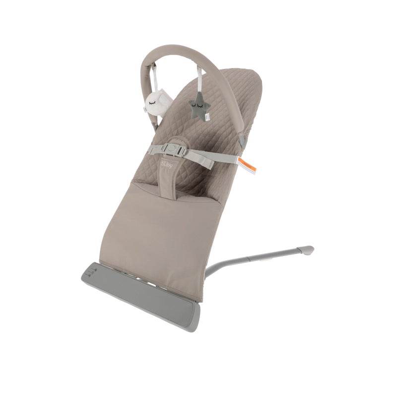 Nuby كرسي نابي للرضع - هزاز محمول للأطفال مع موسيقى وأصوات ممتعة واهتزازات مهدئة - 0-6 أشهر - بيج - Image 1