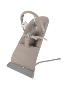 Nuby Nuby Baby Bouncer Seat - Portable Infant Bouncer with Music, Fun Sounds, and Soothing Vibrations - 0-6 Months - Beige  - Image 1