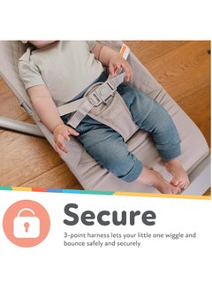 Nuby Nuby Baby Bouncer Seat - Portable Infant Bouncer with Music, Fun Sounds, and Soothing Vibrations - 0-6 Months - Beige  - Image 3