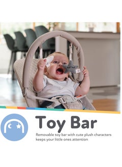 Nuby Nuby Baby Bouncer Seat - Portable Infant Bouncer with Music, Fun Sounds, and Soothing Vibrations - 0-6 Months - Beige  - Image 4