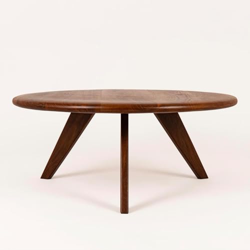 Streem Furniture Solid Wood Coffee Table for Living Room, Dining Room, Bedroom, Kitchen, Office Home Decor (Round Coffee Table, 70x70x40 CM) - Image 5