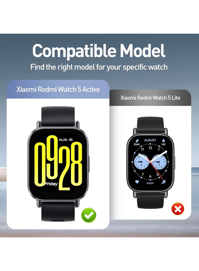 غلاف متوافق مع ساعة ريدمي واتش 5 أكتيف، غلاف واقٍ صلب من البولي كربونات مقاوم للصدمات من جميع الجهات مع واقي شاشة، شفاف - Image 2