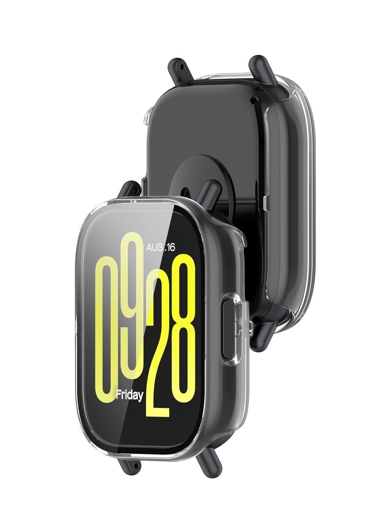 غلاف متوافق مع ساعة ريدمي واتش 5 أكتيف، غلاف واقٍ صلب من البولي كربونات مقاوم للصدمات من جميع الجهات مع واقي شاشة، شفاف - Image 4