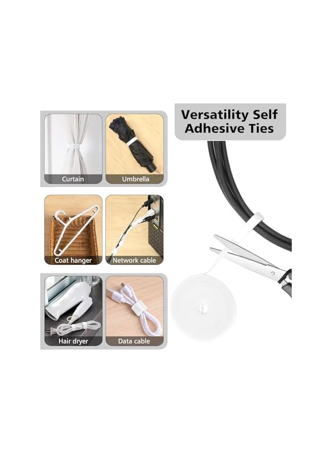 S-TOP 159PCS Cable Management Kit Cable Holder Wire Organizer Electrical Ties Straps Sleeves Cables Wall Clips for Home Desk Zip TV PC Computer Power Cord USB Office White - Image 3