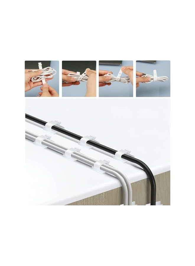 S-TOP 159PCS Cable Management Kit Cable Holder Wire Organizer Electrical Ties Straps Sleeves Cables Wall Clips for Home Desk Zip TV PC Computer Power Cord USB Office White - Image 4