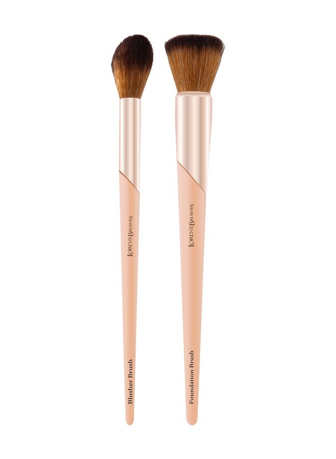جلام 21 فرشاة كريم الأساس وفرشاة أحمر الخدود من Glam21 Lord Of The Brushes | شعيرات فائقة النعومة لدمج مثالي | لمسة نهائية طبيعية ناعمة | متينة وتدوم طويلاً | مقبض سهل التحكم | عبوة من قطعتين - Image 1