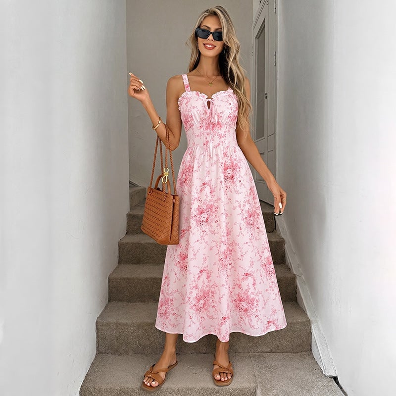Printed Square Neck Maxi Dress - Image 1