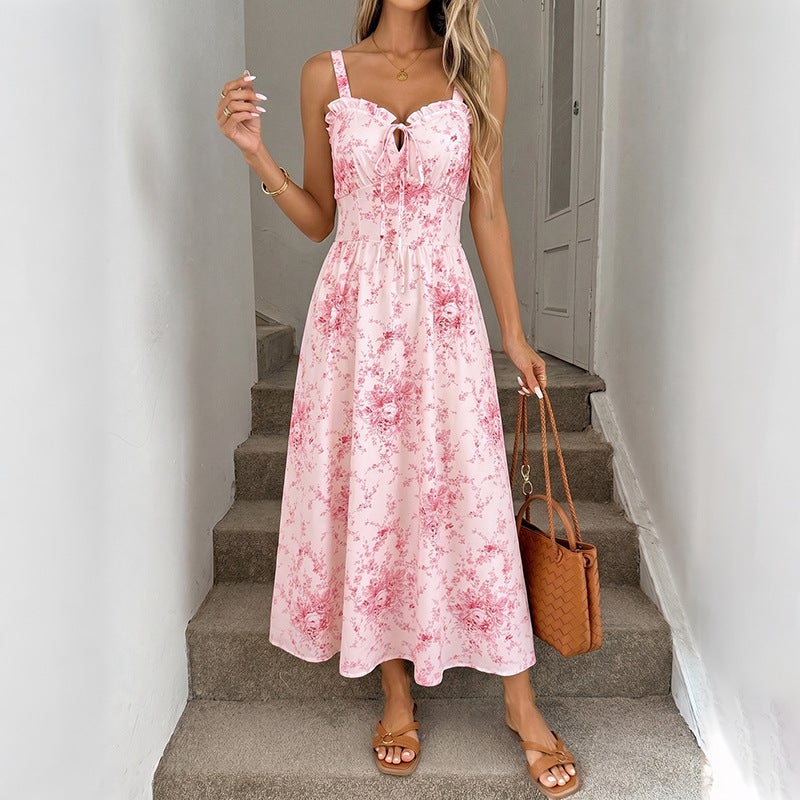 Printed Square Neck Maxi Dress - Image 4