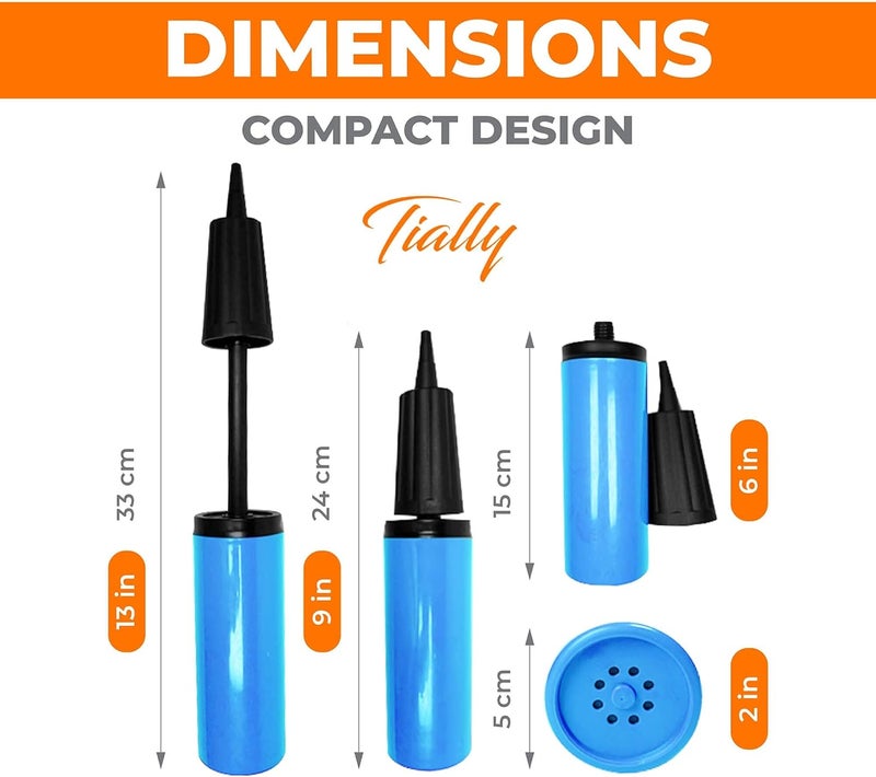 TIALLY Hand Air Pump for Balloons - 9" Portable Manual Balloon Pump, Mini Hand Pump for Inflatables, Pool Floats, Party Garlands, Exercise and Yoga Balls - Image 4