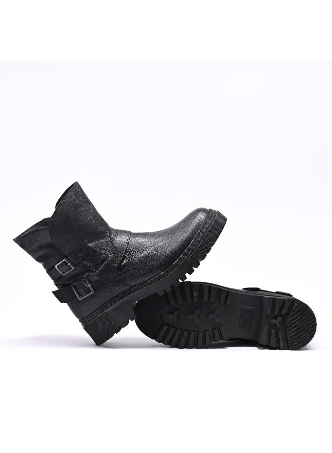 Levent Genuine Leather Half Boot For Women - Black - Image 4