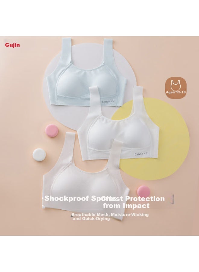 Gujin 2-pack Girls' Bras, Wire-free Vest Bras For Adolescents, Development Period, Age 13, High School Sports Underwear - Image 2