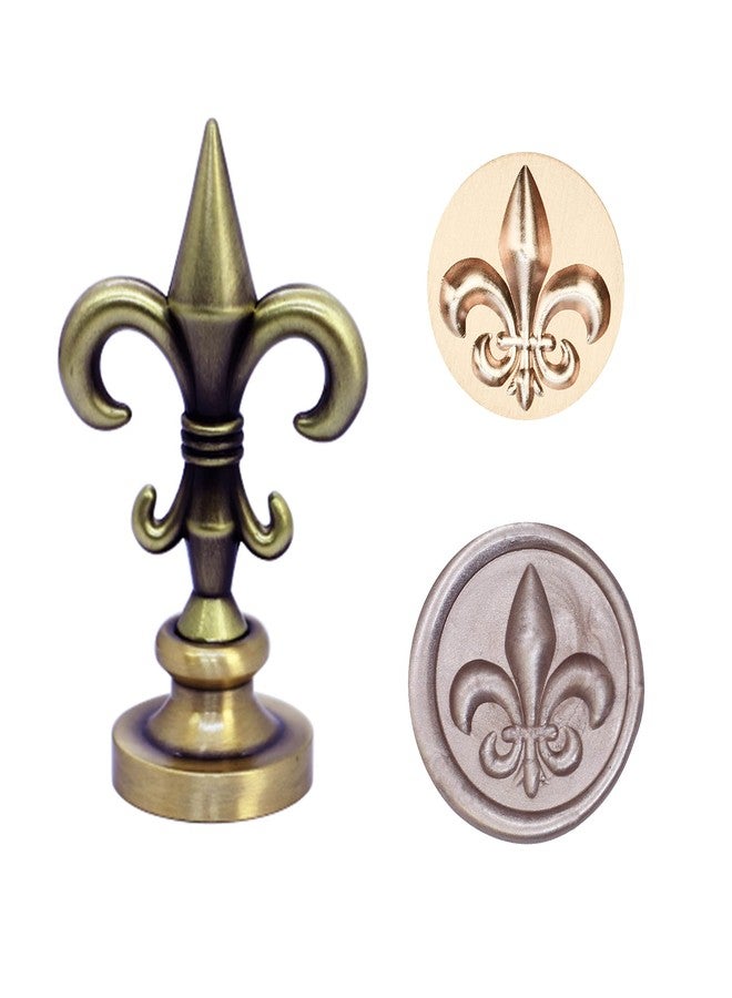SWANGSA 3D Wax Seal Stamp Fleur De Lis, Vintage Flower Electroplated Bronze Handle Sealing Stamp for Wedding Party Invitations Gift Idea Decoration - Image 1