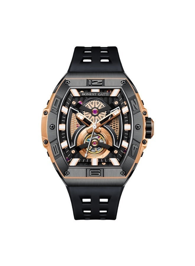 Bugatti brand men's watch, featuring a wine-barrel shaped large dial, hollowed-out tourbillon, and automatic mechanical movement, is a popular export product - Image 1