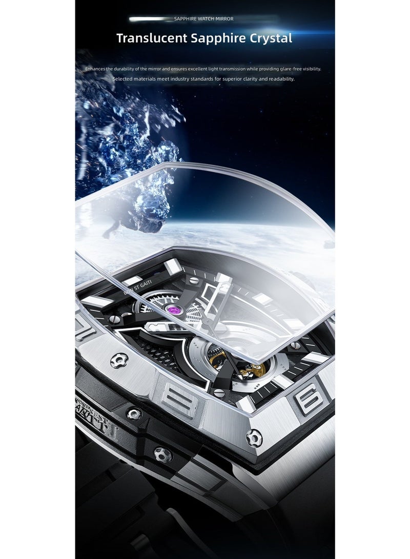 Bugatti brand men's watch, featuring a wine-barrel shaped large dial, hollowed-out tourbillon, and automatic mechanical movement, is a popular export product - Image 5