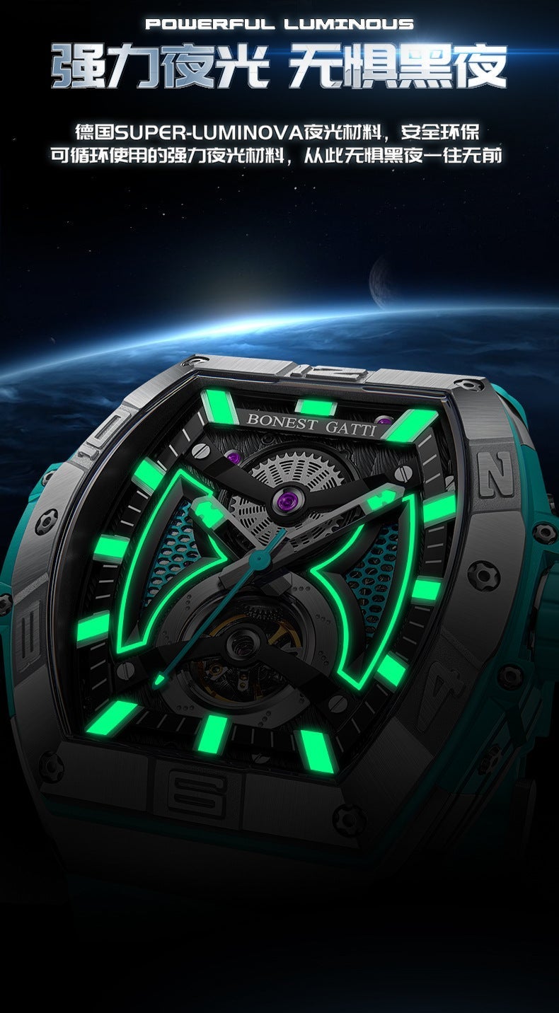 Bugatti brand men's watch, featuring a wine-barrel shaped large dial, hollowed-out tourbillon, and automatic mechanical movement, is a popular export product - Image 2