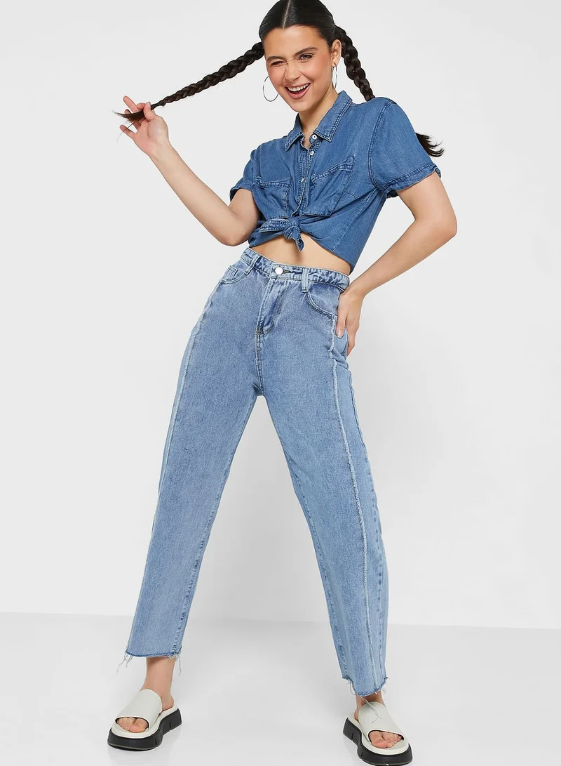 Ginger Raw Hem High-Waisted Jeans