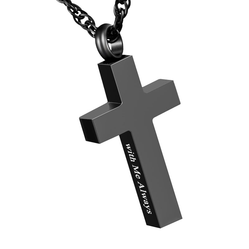 Dletay Cremation Cross Necklace for Ashes Stainless Steel Cross Urn Pendant Ashes Holder Memorial Jewelry-With Me Always - Image 1