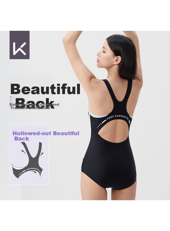 Keep Women's One-piece Triangle Professional Training Swimsuit Compeive Plus Size Spa Swimwear 800 Black M - Image 2