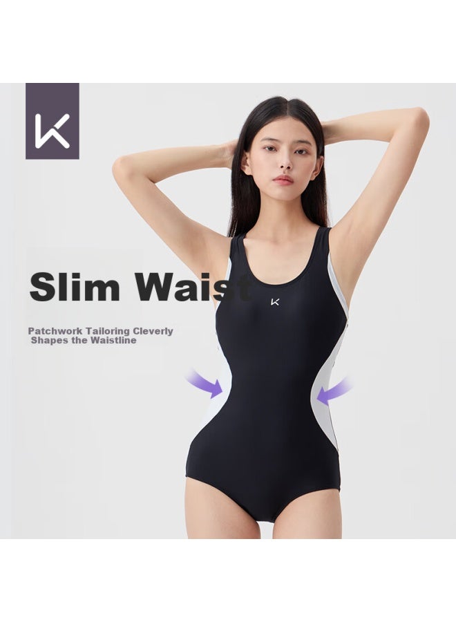 Keep Women's One-piece Triangle Professional Training Swimsuit Compeive Plus Size Spa Swimwear 800 Black M - Image 1