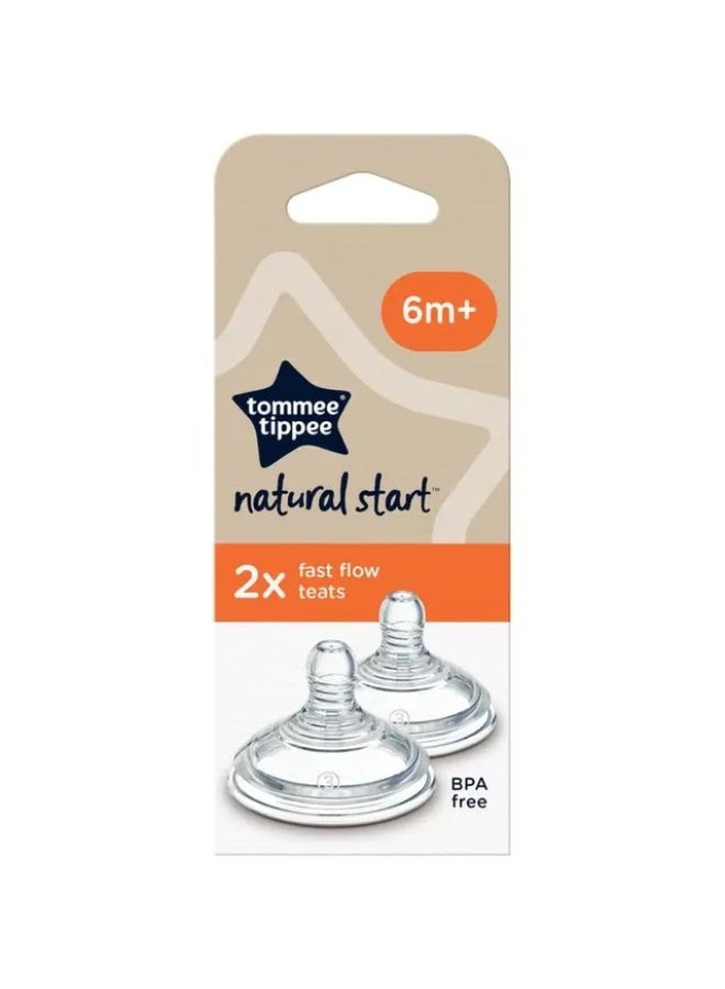 Tommee Tippee UK Nature Baby Bottle Nipples Fast-Flow Pack Of 2