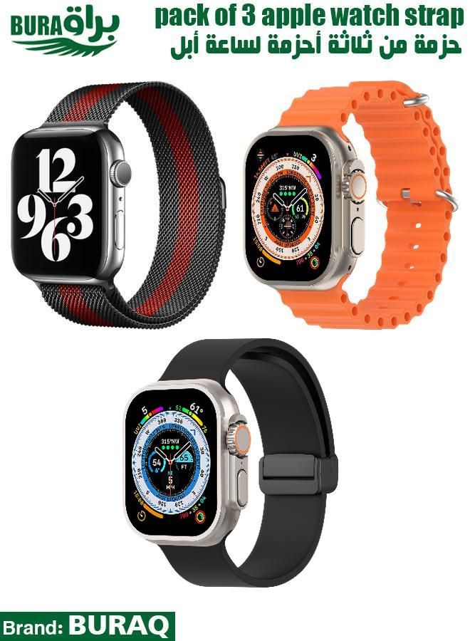 BURAQ Apple Watch Band Strap For Apple Watch Ultra 2/Ultra 49mm, Series 10 46mm, 9/8/7 45mm, SE2/SE/6/5/4 44mm, 3/2/1 42mm