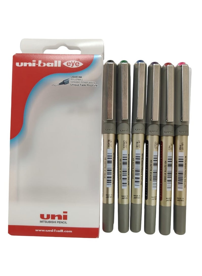Uni-Ball Eye UB-157 Fine Liquid Ink Rollerball Pen Set - Image 2