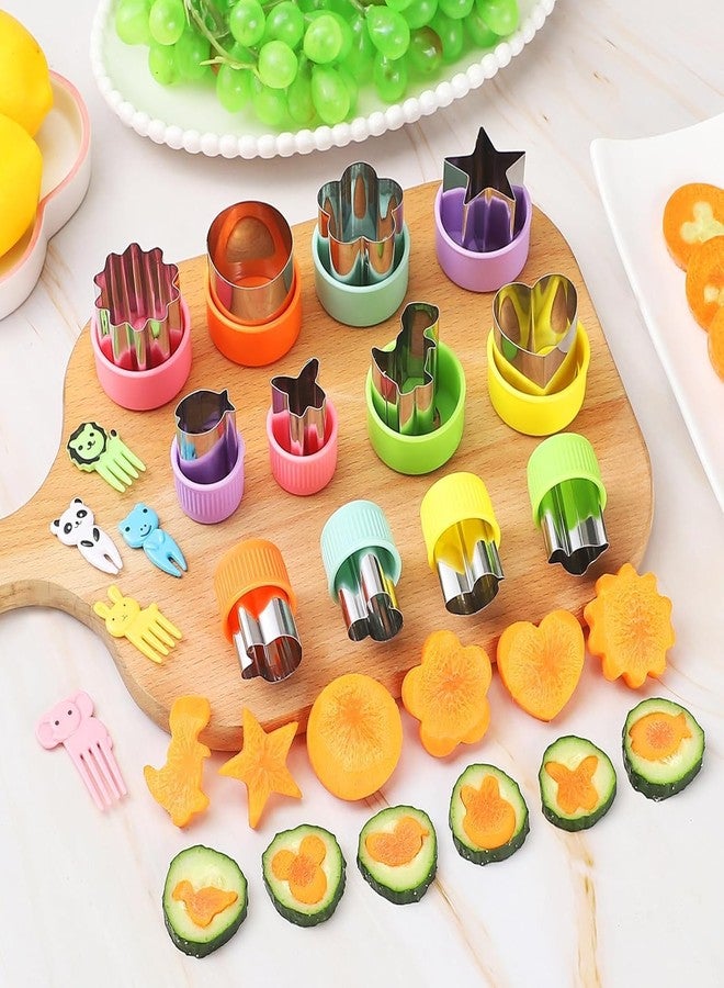 CESITRA 24Pcs Cookie Cutter Shapes Set with Fruit Fork Stainless Steel Press Fruit Cutter Shapes Cookie Cutter Shapes Cartoon Biscuit Mold Easter Biscuit Mold DIY Baking Essentials Supplies - Image 3