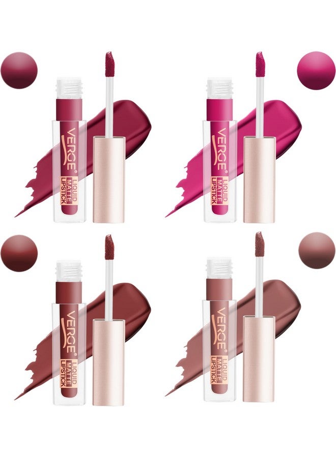 VERGE LIP SHOTS LONG WEAR NON TRANSFER WATERPROOF LIQUID LIPCOLOR WITH MATTE FINSH (PACK OF 4) More Drama - Image 2