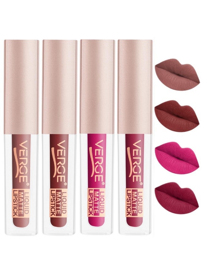 VERGE LIP SHOTS LONG WEAR NON TRANSFER WATERPROOF LIQUID LIPCOLOR WITH MATTE FINSH (PACK OF 4) More Drama - Image 1