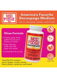 Mod Podge Mod Podge Gloss Sealer, Glue & Finish: All-in-One Craft Solution- Quick Dry, Easy Clean, for Wood, Paper, Fabric & More. Non-Toxic - Craft with Confidence, Made in USA, 16 oz., Pack of 1  - Image 2