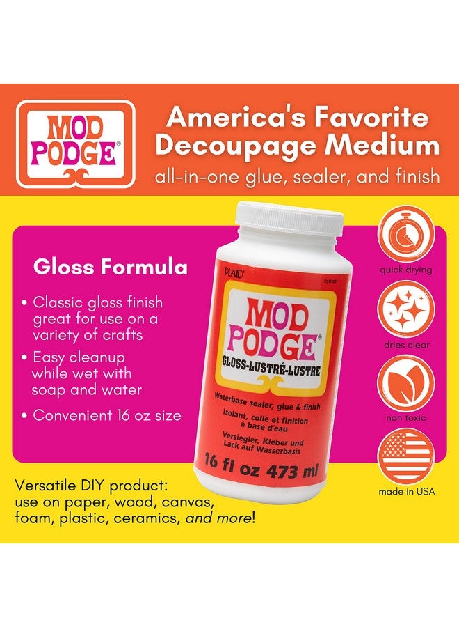 Mod Podge Mod Podge Gloss Sealer, Glue & Finish: All-in-One Craft Solution- Quick Dry, Easy Clean, for Wood, Paper, Fabric & More. Non-Toxic - Craft with Confidence, Made in USA, 16 oz., Pack of 1  - Image 2