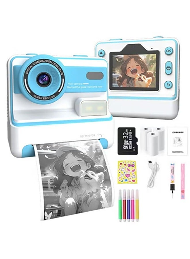 Bukela Instant Print Camera for Kids, Christmas Birthday Gifts for Girls Boys Age 3-12, HD Digital Video Cameras for Toddler, Portable Toy for 4 5 6 7 8 9 10 Year Old Girl with 32GB SD Card - Image 1