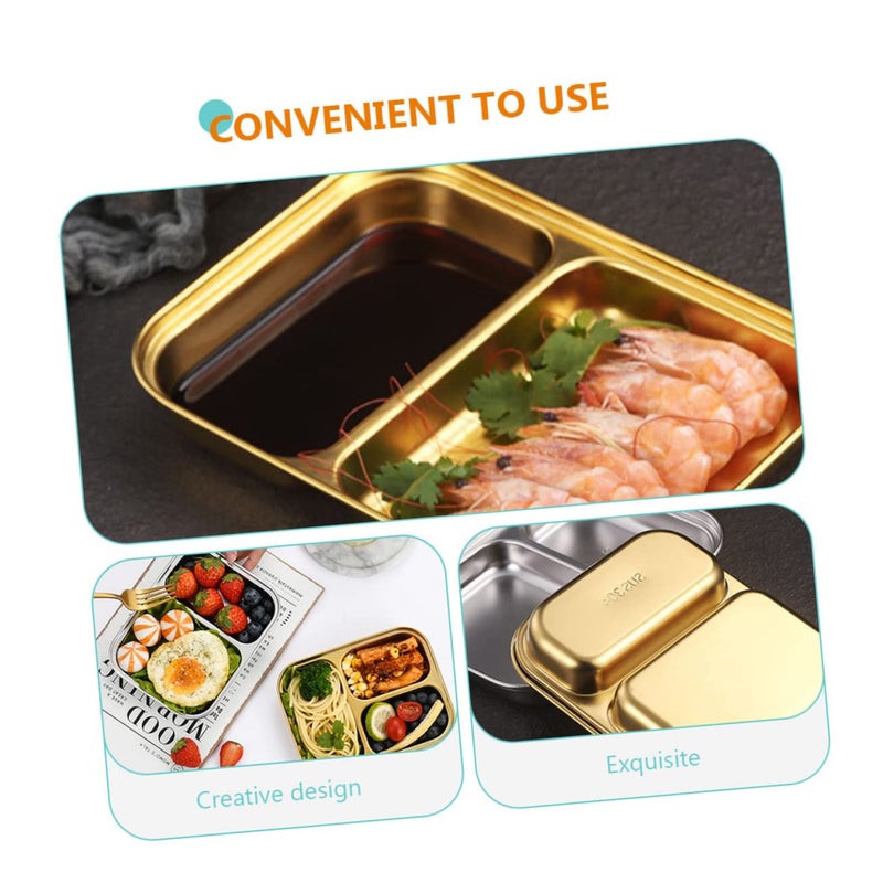 Stainless Steel Divided Plate with Two Compartments for Snacks Appetizers and Meals - Image 5