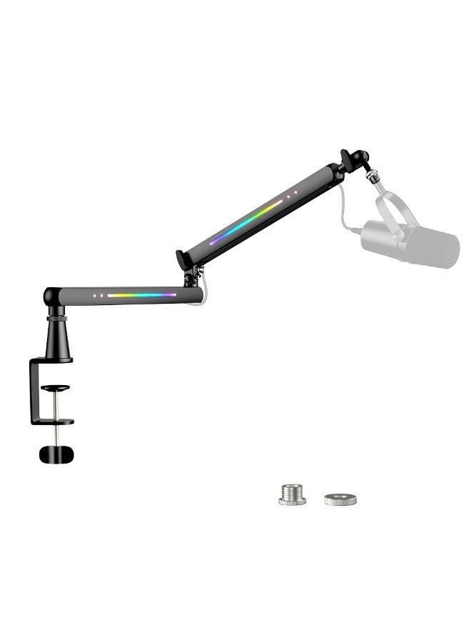 ذراع ميكروفون ألعاب احترافي ZFSZ RGB - حامل تعليق مقصي يثبت على المكتب مع إضاءة LED ديناميكية وطاقة USB - Image 2