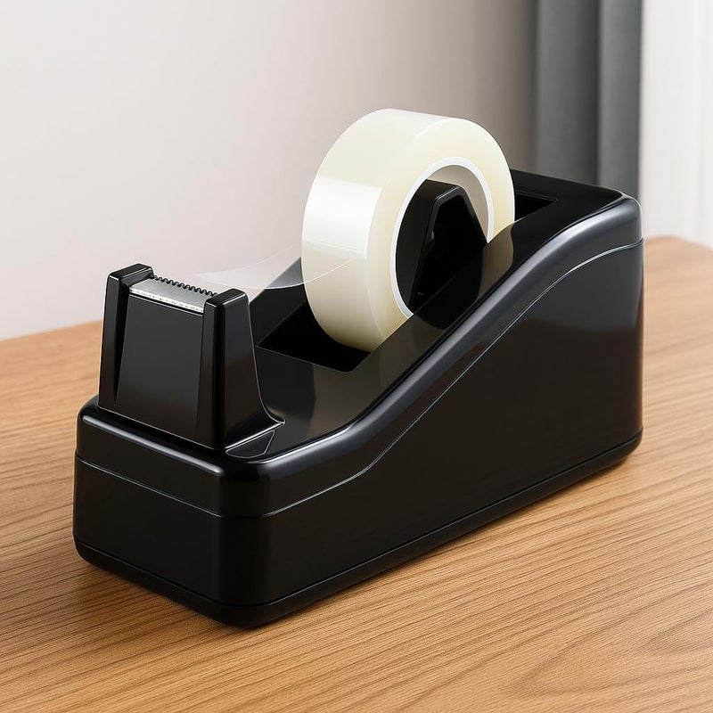 Fitto Black Tape Dispenser - Heavy Duty Desk Tape Dispenser with Non-Slip Base, Easy-to-Load Design, for Office, Home, and School Use - Image 2