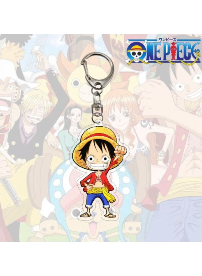 One Piece Monkey D. Luffy Anime Acrylic Keychain, Cartoon Pendant with Sturdy Metal Lobster Clasp, Collectible Gift for Anime Fans - Image 1