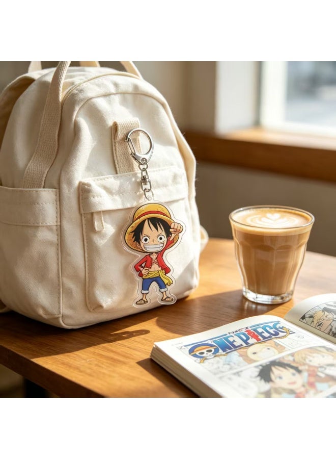 One Piece Monkey D. Luffy Anime Acrylic Keychain, Cartoon Pendant with Sturdy Metal Lobster Clasp, Collectible Gift for Anime Fans - Image 2