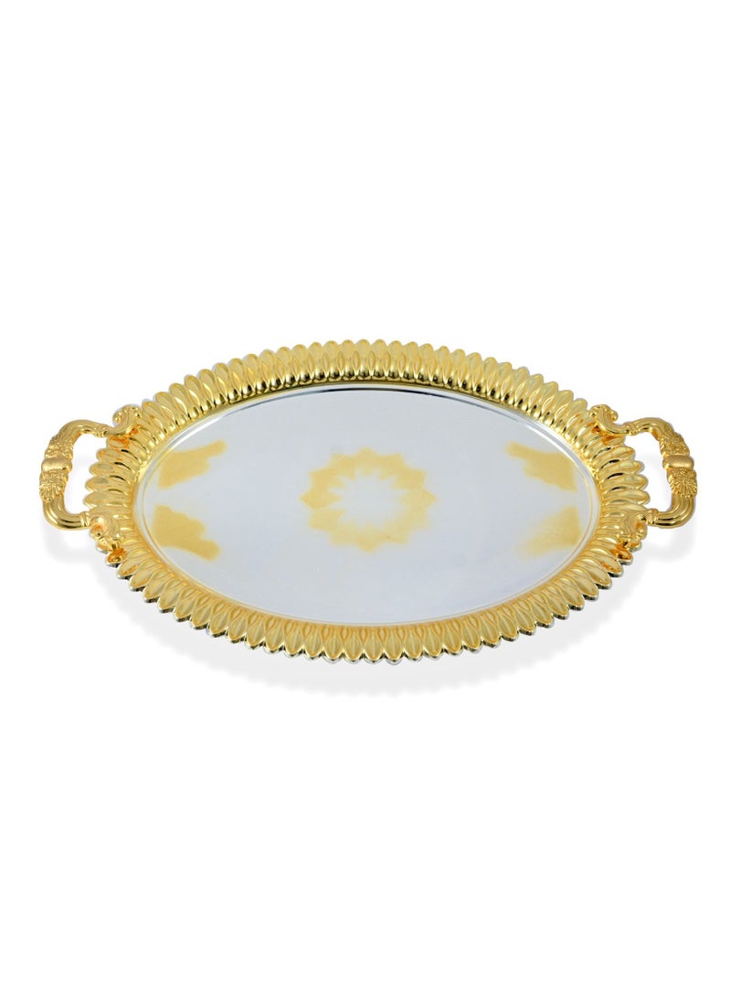 Homemaker 2-Piece Oval Luxury Serving Tray, Large 47cm x 34cm & Medium 41cm x 30cm, Steel, Silver & Gold - Image 4