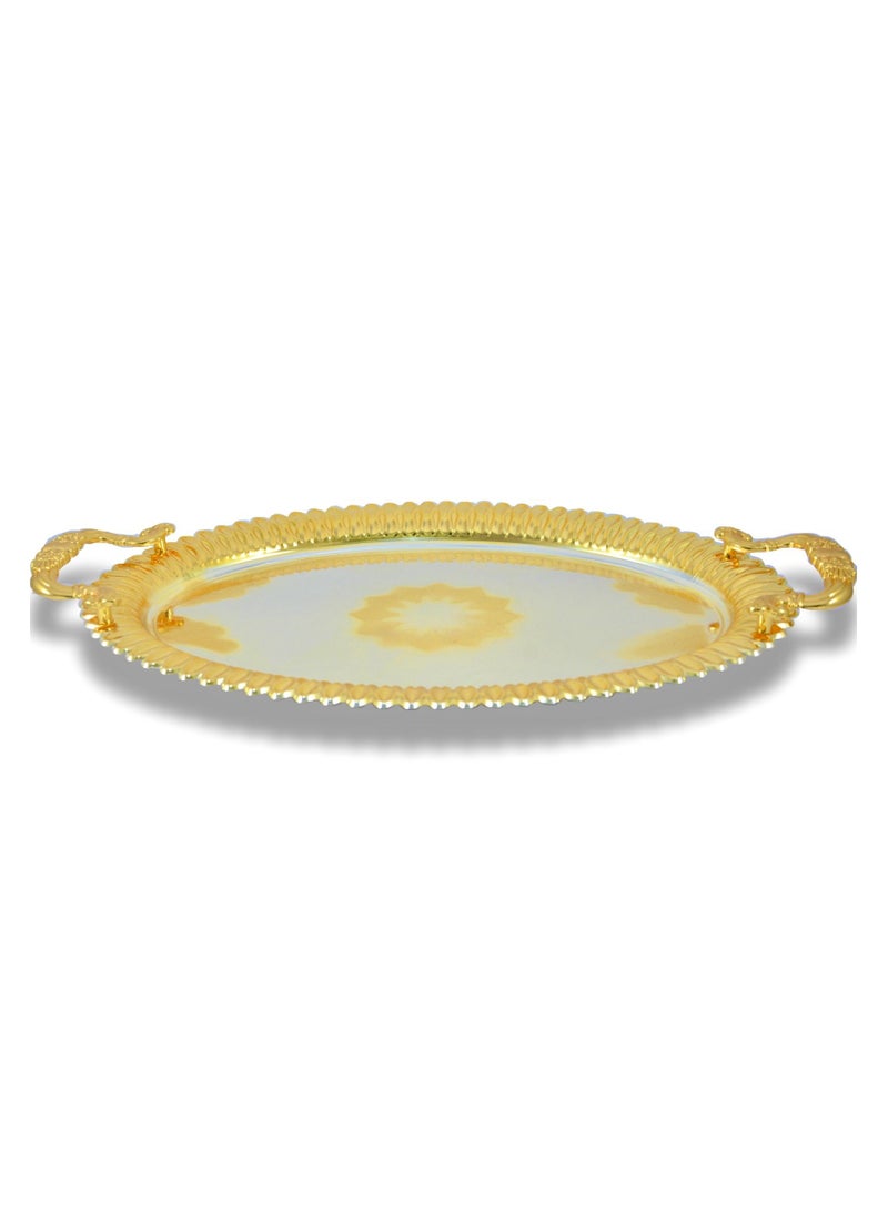 Homemaker 2-Piece Oval Luxury Serving Tray, Large 47cm x 34cm & Medium 41cm x 30cm, Steel, Silver & Gold - Image 5