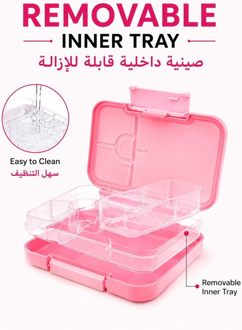 QUTOOB Lunch Box - Tritan Made Snack Box Safe For Your Health and Food, Leakproof Lunch Box With 6 Removable Compartments and Ideal Portions Size, Kids Lunch Box with Cute Cartoon Designs, Oven, Freezer Safe - Image 4