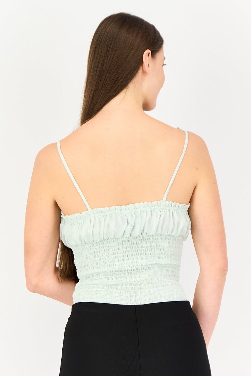 FOREVER 21 بدلة نسائية بدون أكمام ذات ملمس، نعناعي - Image 3