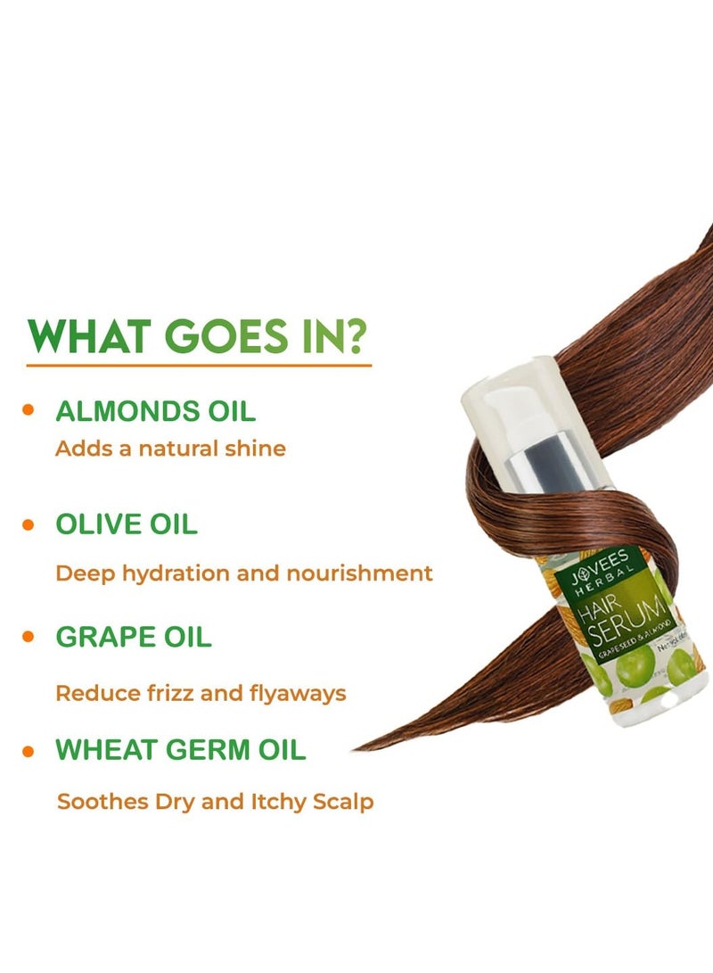 Jovees Herbal Hair Serum Grape Seed and Almond | For Frizzy Hair | Prevents Hairfall | For Men & Women (60ml) - Image 4
