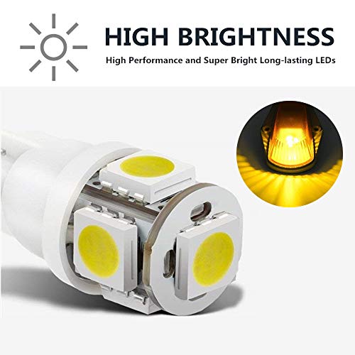 MARLBSTON 5 X Cab Marker Light, Amber Lens White LED Cab Roof Running Lights, Top Clearance Light w/Wiring Pack Compatible with Ford 1973-1997 F-250 F-350 F Series Pickup Super Duty Trucks - Image 2