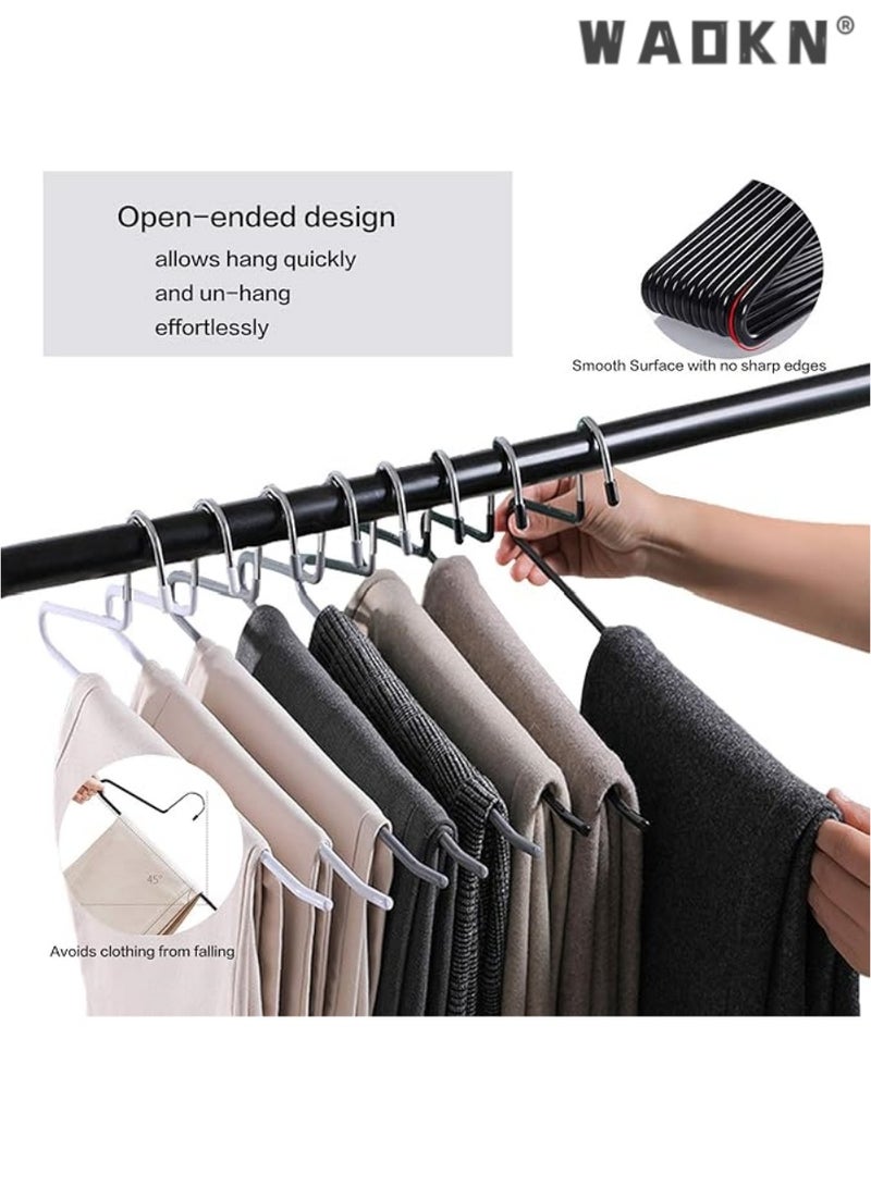 WAOKN Premium Pants, Slacks & Trousers Hangers - 10-Piece Set: Space-Efficient, Slimline, Rust-Resistant Chrome Metal Design with Open Ends for Effortless Sliding of Pants, Jeans, Skirts, & More (Heavy-Duty Black Finish)  - Image 3