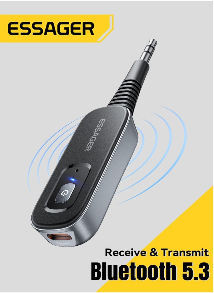 ESSAGER Bluetooth 5.3 Audio Transceiver Wireless Bluetooth Transmitter and Receiver Adapter for Wireless Music Stream with Hand-free Call  - Image 1
