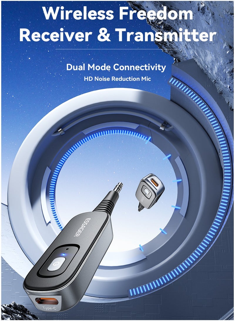 ESSAGER Bluetooth 5.3 Audio Transceiver Wireless Bluetooth Transmitter and Receiver Adapter for Wireless Music Stream with Hand-free Call  - Image 2