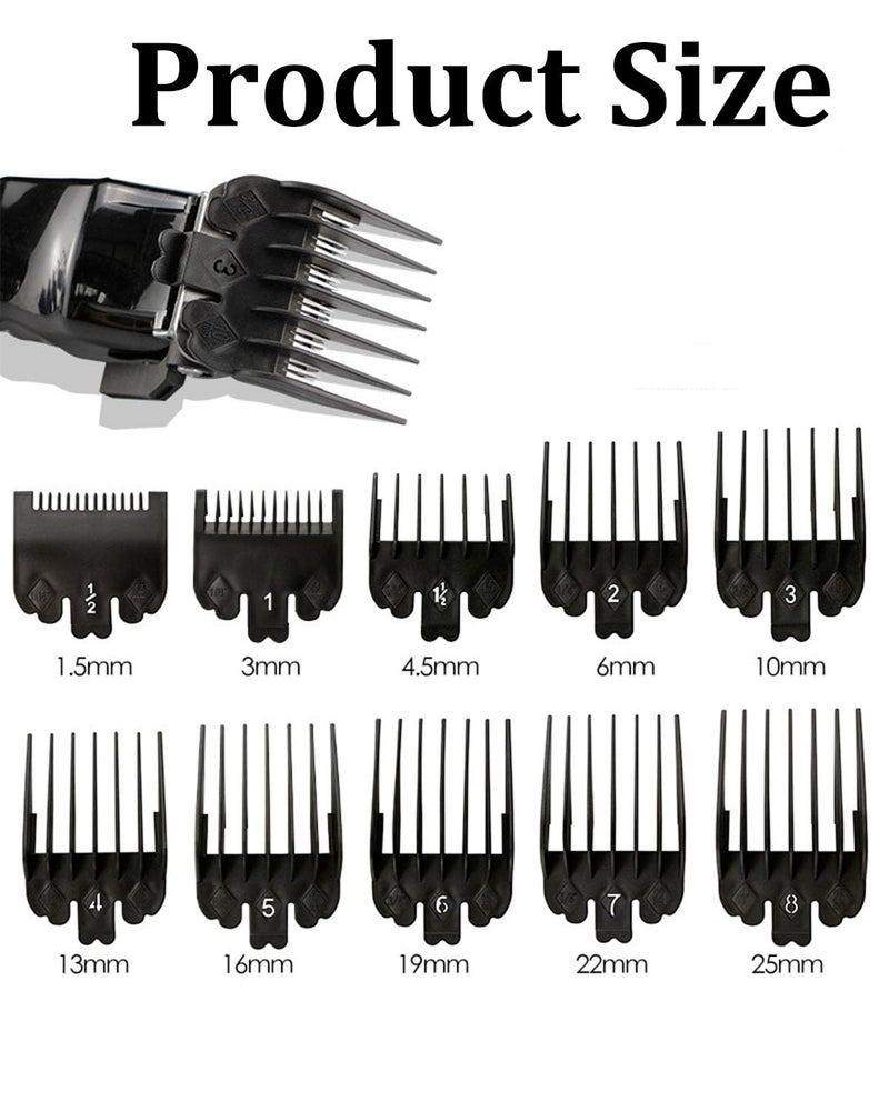 KalamkariX 10PCS Trimmer Clips Only, Clipper and Trimmer Accessories, Professional Hair Clipper Comb Set for Home and Salon Use, Multiple Length Options for Various Hairstyles - Image 2